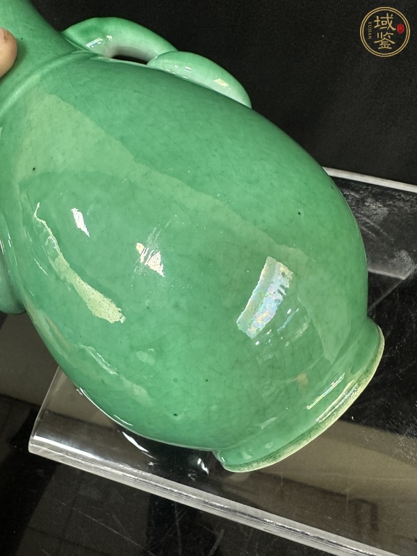 古玩陶瓷綠哥釉雙耳尊真品鑒賞圖