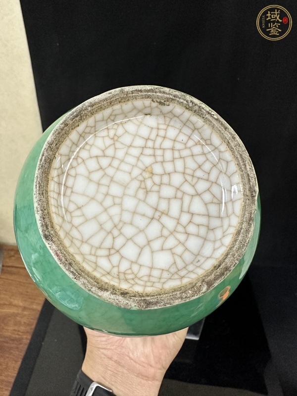 古玩陶瓷綠哥釉雙耳尊真品鑒賞圖