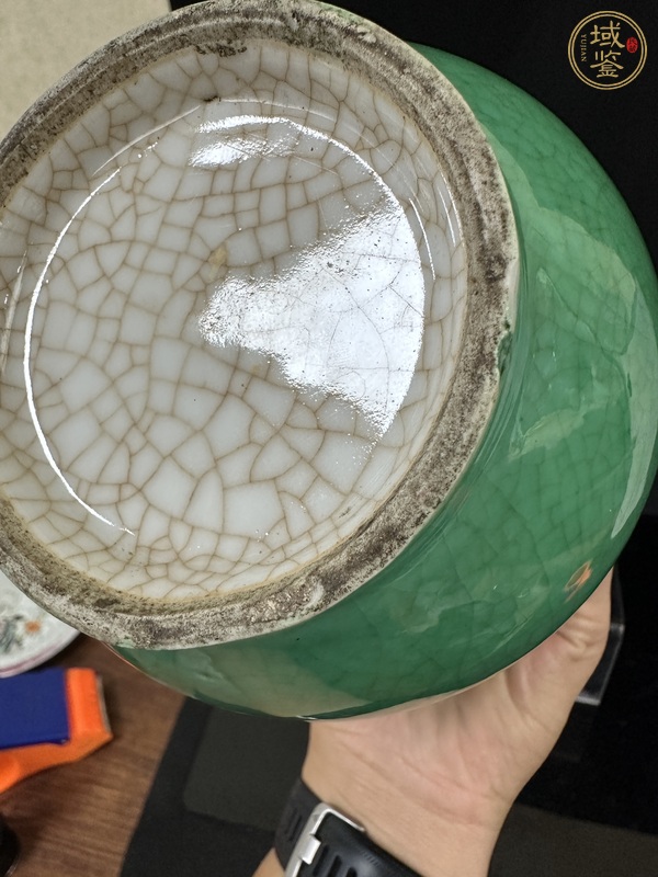 古玩陶瓷綠哥釉雙耳尊真品鑒賞圖
