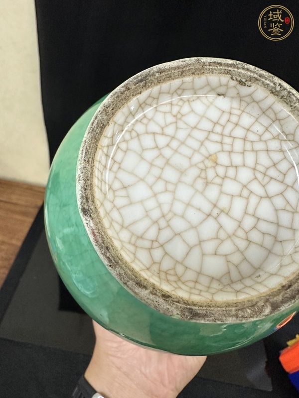古玩陶瓷綠哥釉雙耳尊真品鑒賞圖