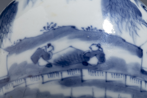 古玩陶瓷晚清·青花山水樓閣人物紋葫蘆瓶拍賣,當前價格4380元