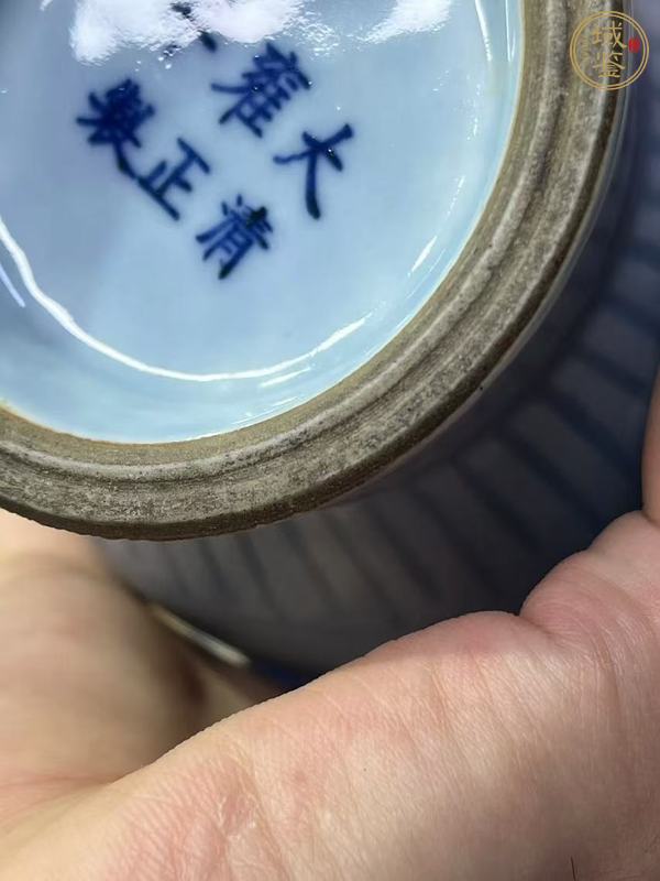 古玩陶瓷天藍釉暗刻洗口瓶真品鑒賞圖