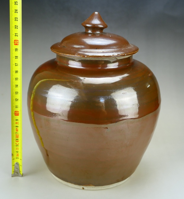 古玩陶瓷精品:明代定窯系紫金釉蓋罐（1368年-1644年）拍賣，當(dāng)前價格880元