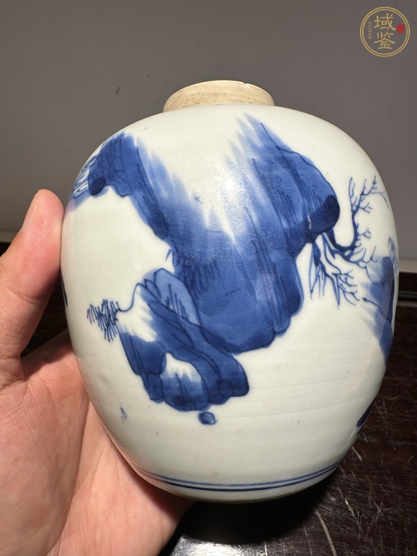 古玩陶瓷麒麟送子青花罐真品鑒賞圖