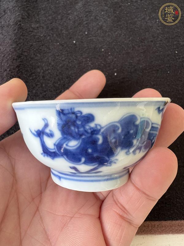 古玩陶瓷青花夔龍紋茶碗，注意品相真品鑒賞圖