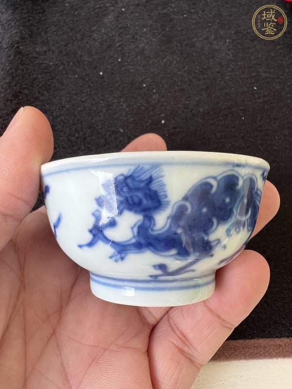 古玩陶瓷青花夔龍紋茶碗，注意品相真品鑒賞圖