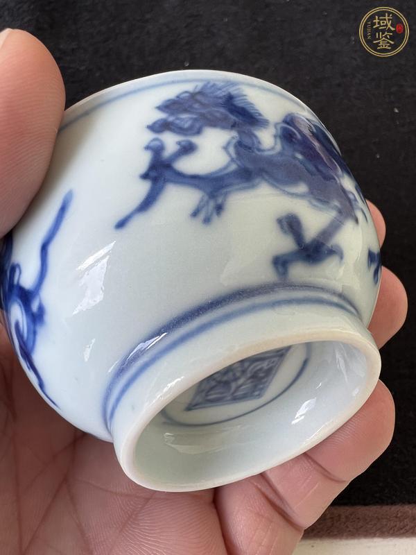 古玩陶瓷青花夔龍紋茶碗，注意品相真品鑒賞圖