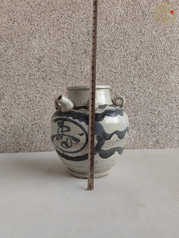 古玩陶瓷青花壽字四系壺真品鑒賞圖