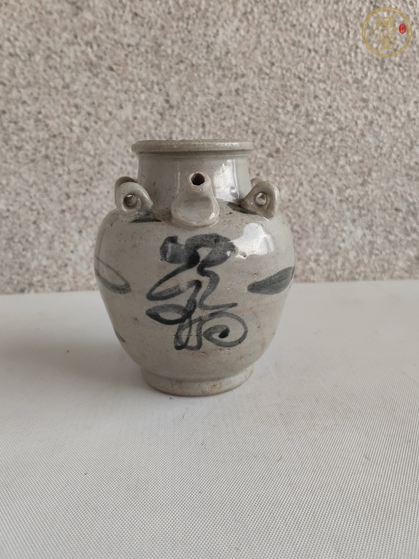 古玩陶瓷青花福字紋四系壺真品鑒賞圖