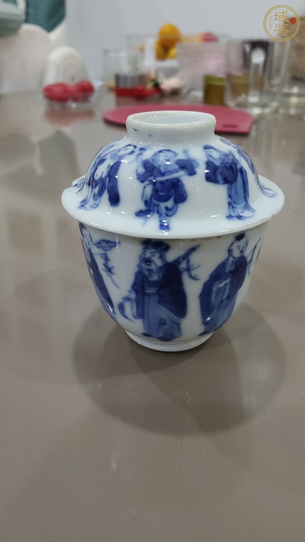 古玩陶瓷八仙圖青花蓋杯真品鑒賞圖