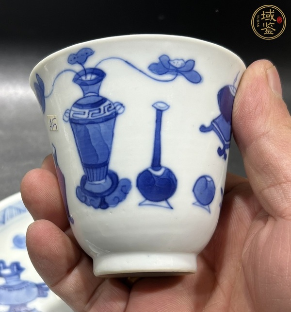 古玩陶瓷青花博古圖杯碟，注意品相真品鑒賞圖