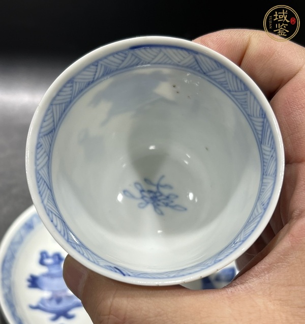 古玩陶瓷青花博古圖杯碟，注意品相真品鑒賞圖