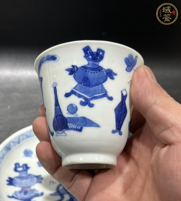 古玩陶瓷青花博古圖杯碟，注意品相真品鑒賞圖