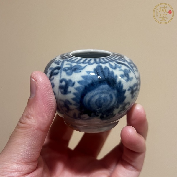 古玩陶瓷青花花卉紋水盂真品鑒賞圖