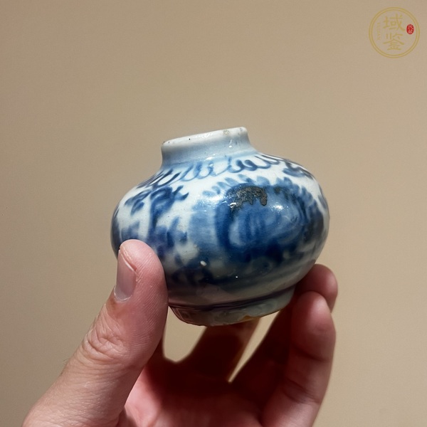 古玩陶瓷青花花卉紋水盂真品鑒賞圖