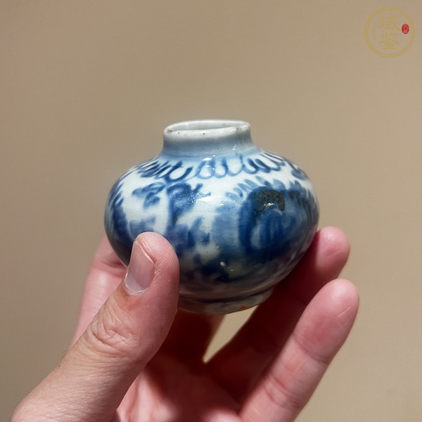 古玩陶瓷青花花卉紋水盂真品鑒賞圖