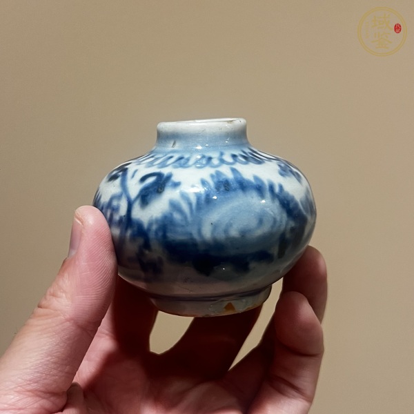 古玩陶瓷青花花卉紋水盂真品鑒賞圖