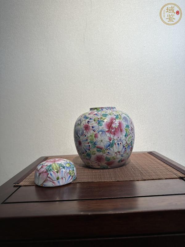 古玩陶瓷百花不落地粉彩蓋罐真品鑒賞圖