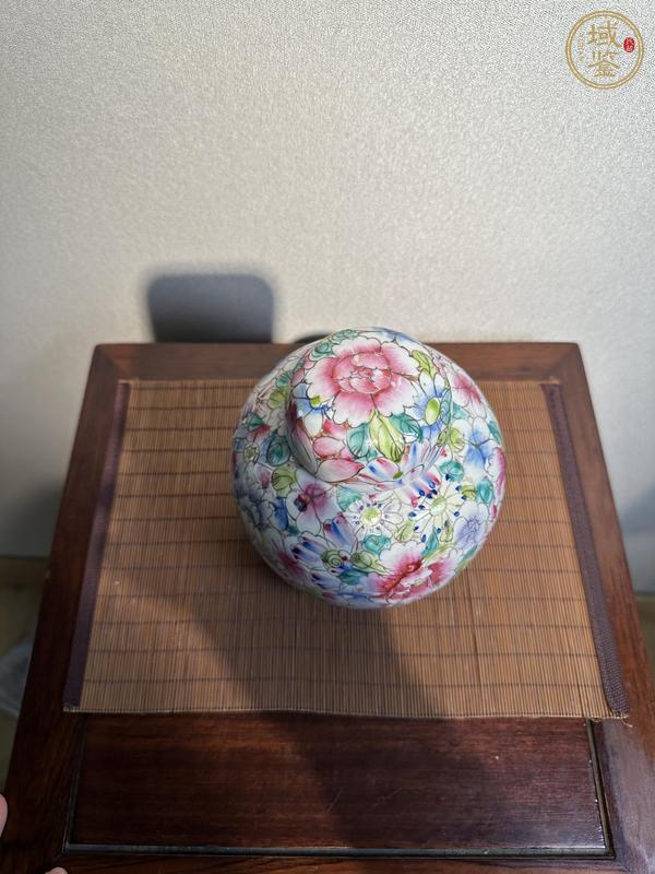 古玩陶瓷百花不落地粉彩蓋罐真品鑒賞圖