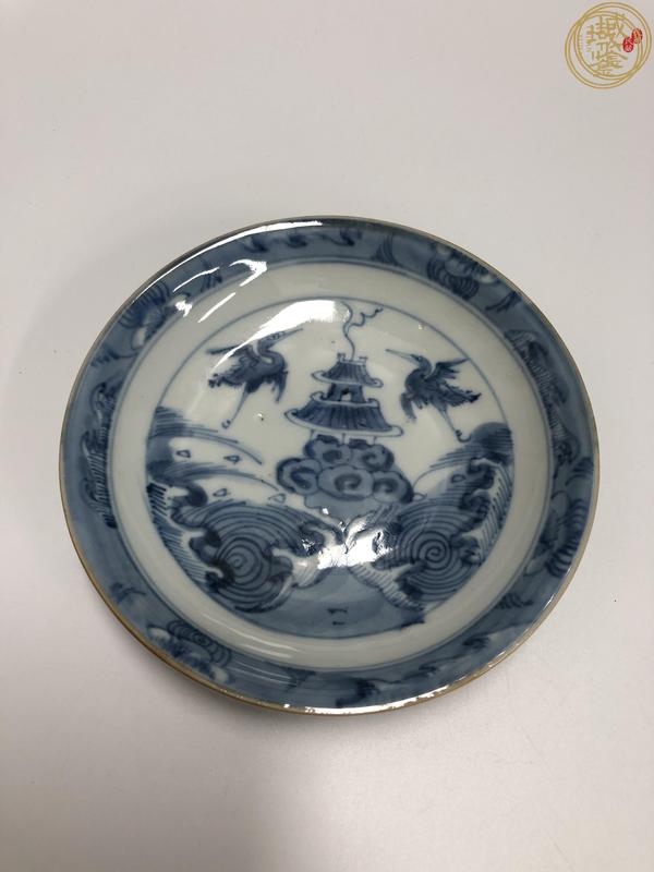 古玩陶瓷外紫金釉內(nèi)青花海屋添籌紋盤真品鑒賞圖