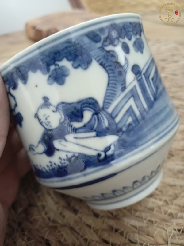 古玩陶瓷嬰戲紋青花蓋缸真品鑒賞圖