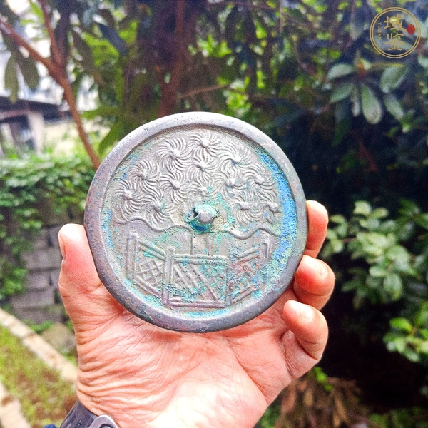 古玩銅器菩提樹紋銅鏡 真品鑒賞圖