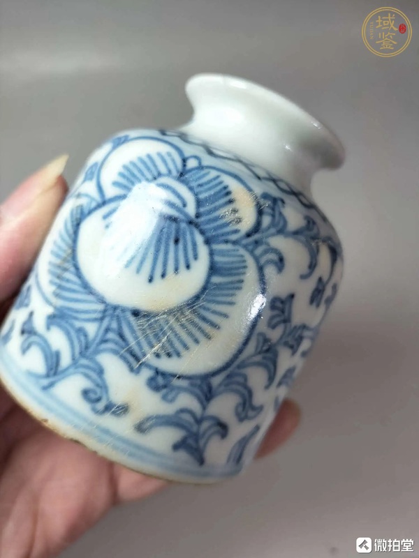 古玩陶瓷青花花卉紋水盂真品鑒賞圖