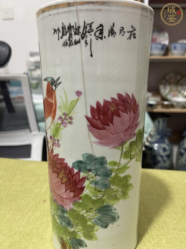 古玩陶瓷花鳥紋帽筒真品鑒賞圖