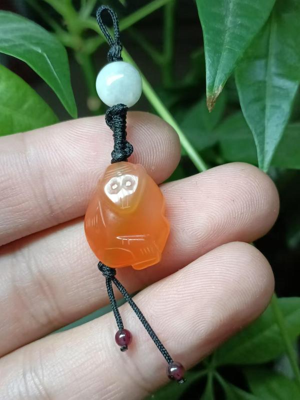 古玩玉器（隨單贈送禮品）清代紅瑪瑙雕“猴墜”拍賣，當(dāng)前價(jià)格288元