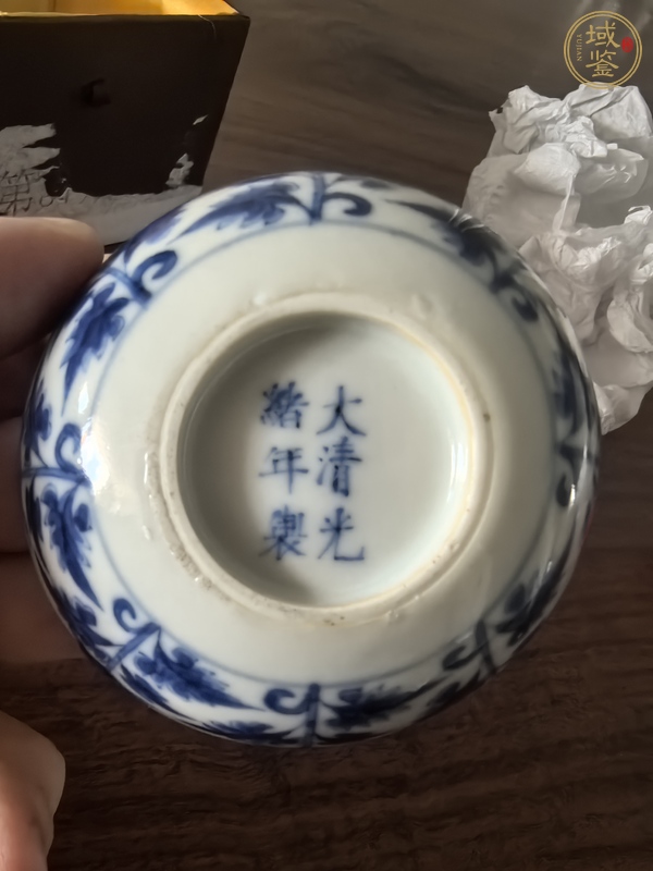 古玩陶瓷青花花卉紋臥足杯，注意品相真品鑒賞圖