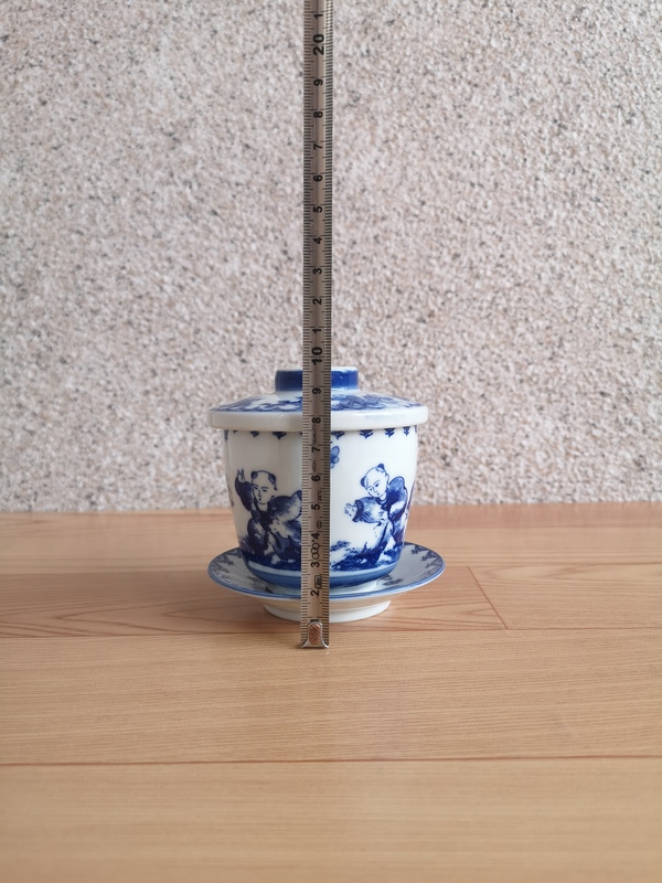 古玩陶瓷嬰戲紋青花三才蓋杯拍賣(mài)，當(dāng)前價(jià)格260元