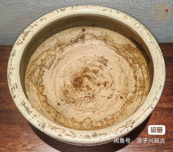 古玩陶瓷白底褐彩繪折枝牡丹紋敞口爐真品鑒賞圖