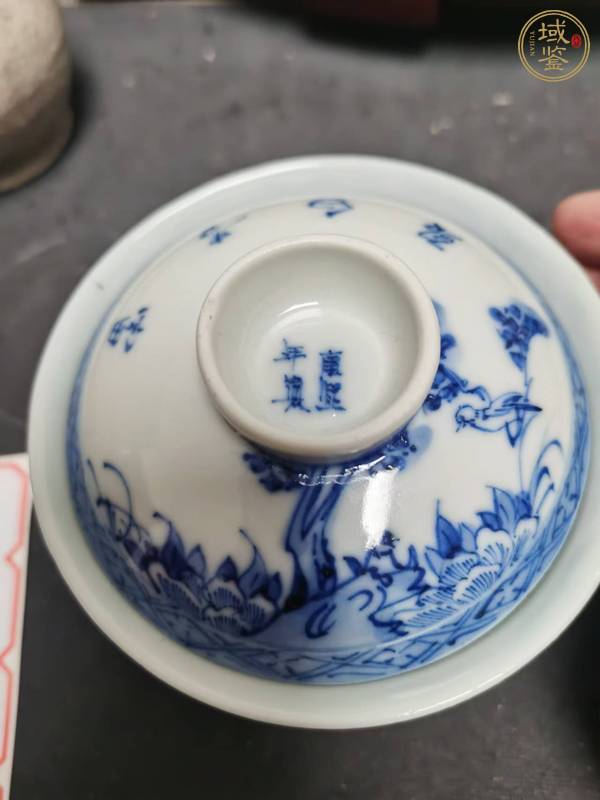 古玩陶瓷青花花鳥紋蓋碗真品鑒賞圖