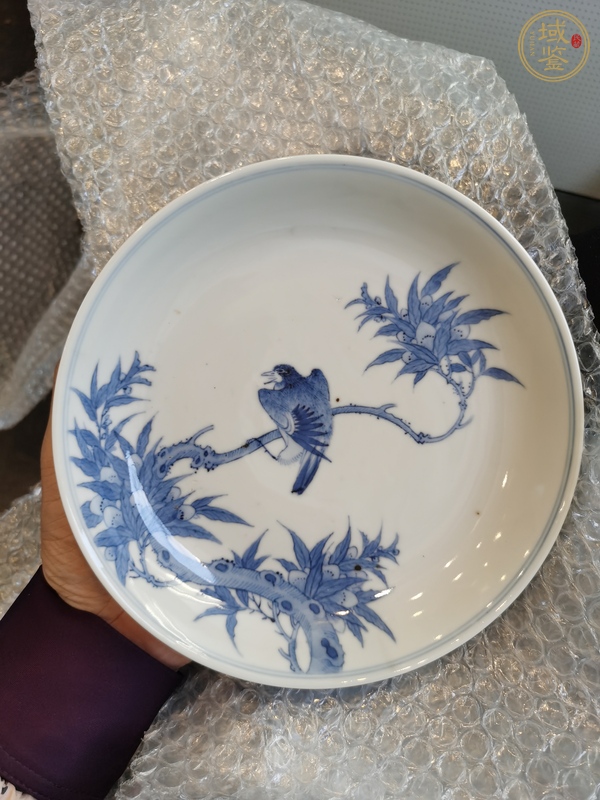 古玩陶瓷青花花鳥紋臥盤真品鑒賞圖