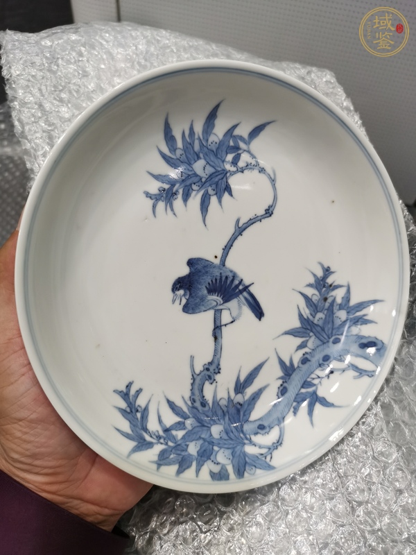 古玩陶瓷青花花鳥紋臥盤真品鑒賞圖