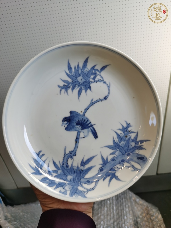 古玩陶瓷青花花鳥紋臥盤真品鑒賞圖