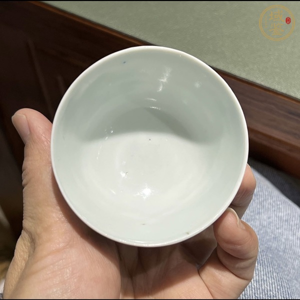 古玩陶瓷青花山水人物紋仰鐘杯真品鑒賞圖