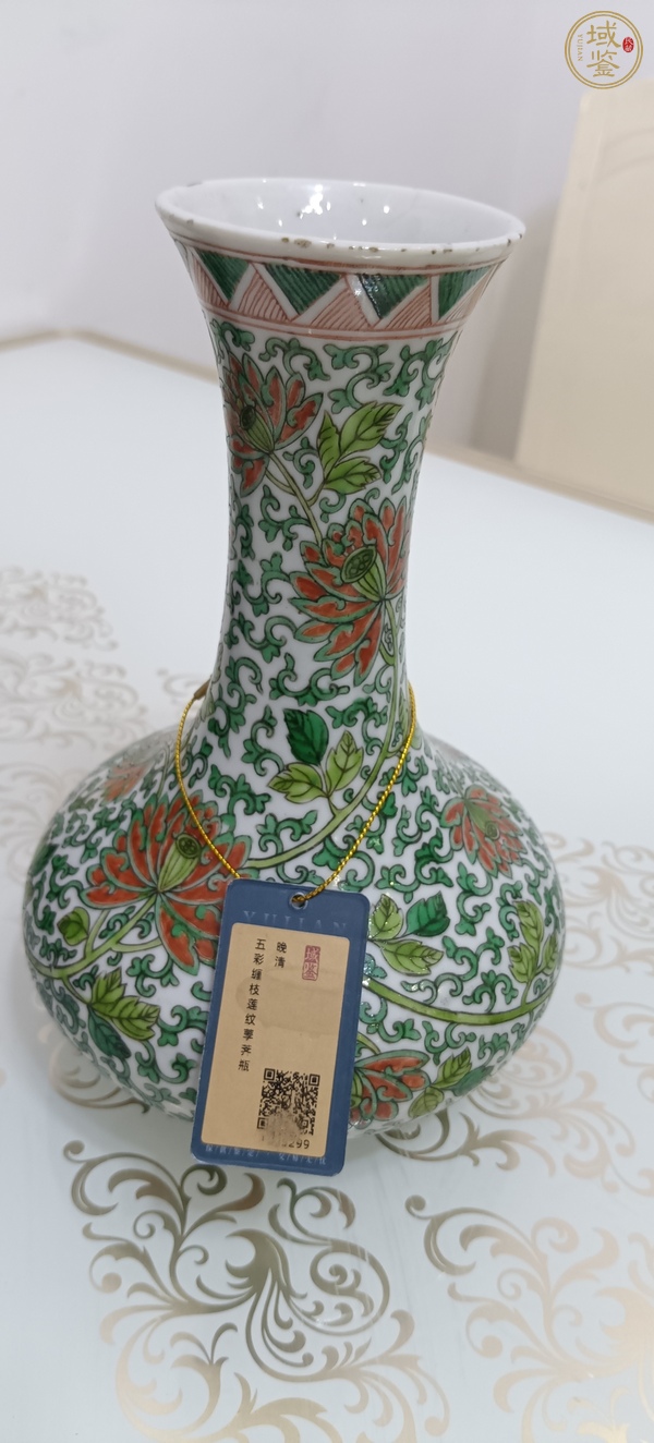 古玩陶瓷粉彩花鳥紋蒜頭瓶真品鑒賞圖