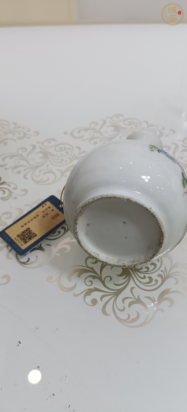 古玩陶瓷粉彩花鳥紋蒜頭瓶真品鑒賞圖