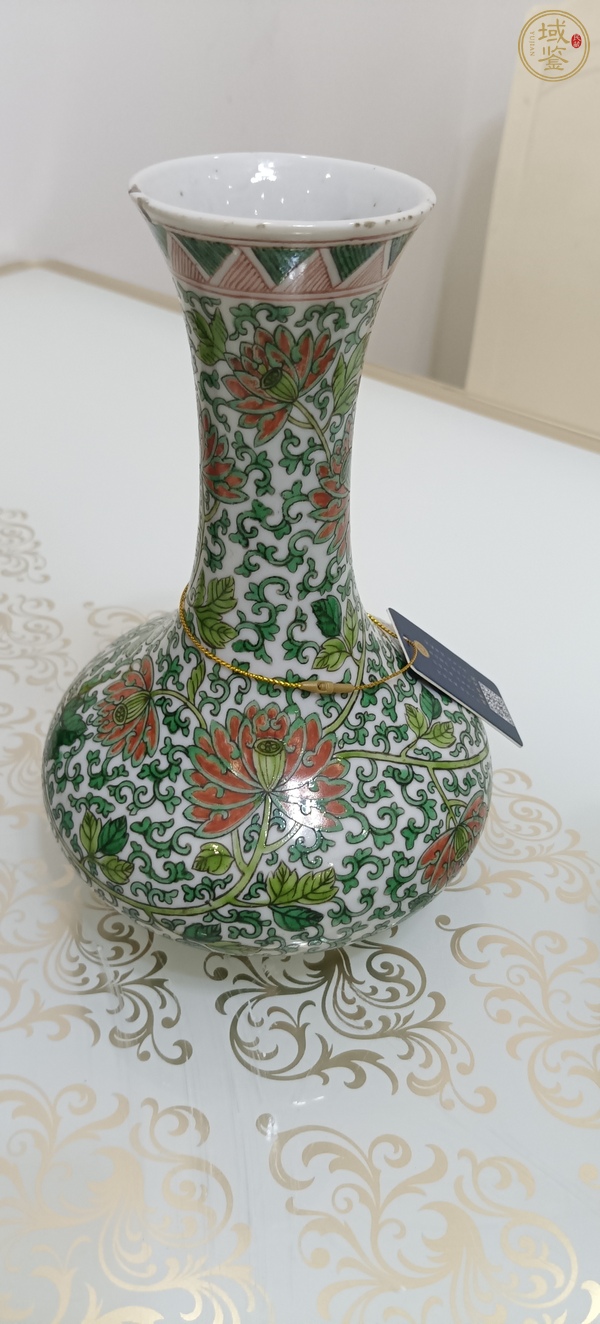 古玩陶瓷粉彩花鳥紋蒜頭瓶真品鑒賞圖