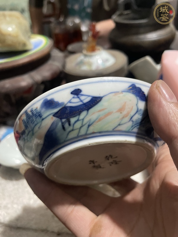 古玩陶瓷福祿壽青花加彩蓋盒真品鑒賞圖