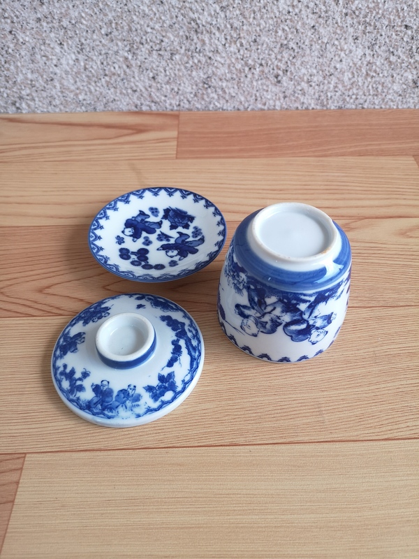 古玩陶瓷嬰戲紋青花三才蓋杯拍賣,當前價格298元