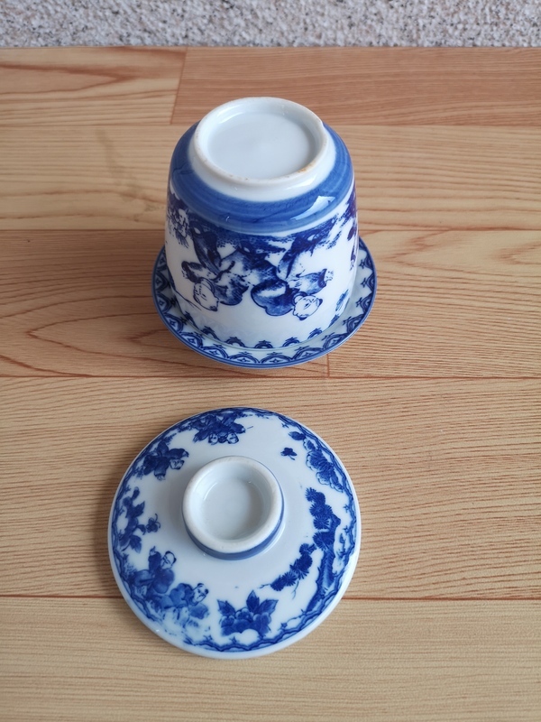 古玩陶瓷嬰戲紋青花三才蓋杯拍賣,當前價格298元