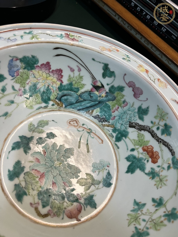 古玩陶瓷粉彩花鳥紋洗手盆真品鑒賞圖