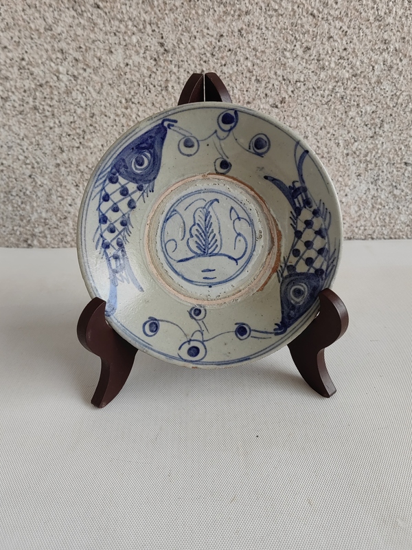 古玩陶瓷青花雙魚盤拍賣,當前價格450元
