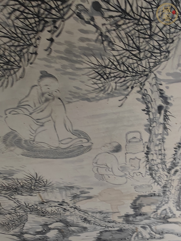 古玩字畫煮茗觀泉圖真品鑒賞圖