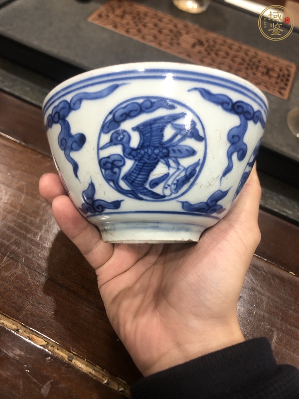 古玩青花云鶴紋碗真品鑒賞圖