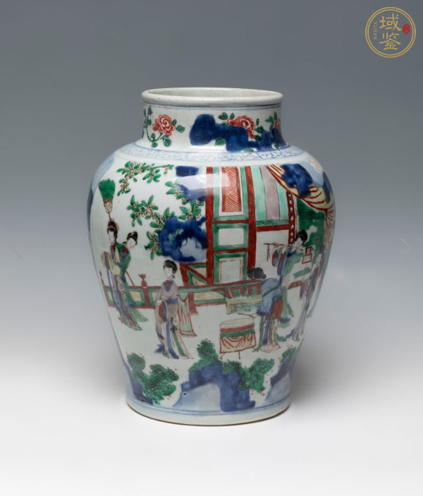 古玩陶瓷清早期 五彩人物故事圖將軍罐真品鑒賞圖