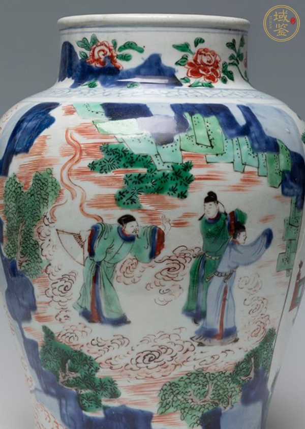古玩陶瓷清早期 五彩人物故事圖將軍罐真品鑒賞圖