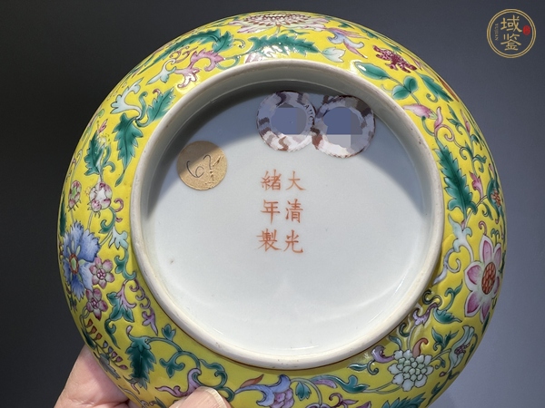 古玩陶瓷花卉蝠紋盤真品鑒賞圖